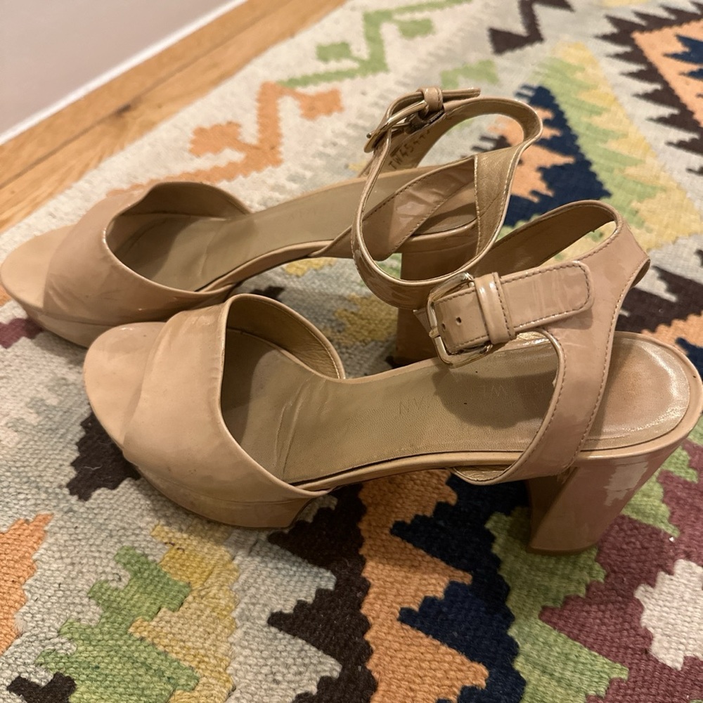 Stuart weitzman patent nude sandals. Size 8.5.